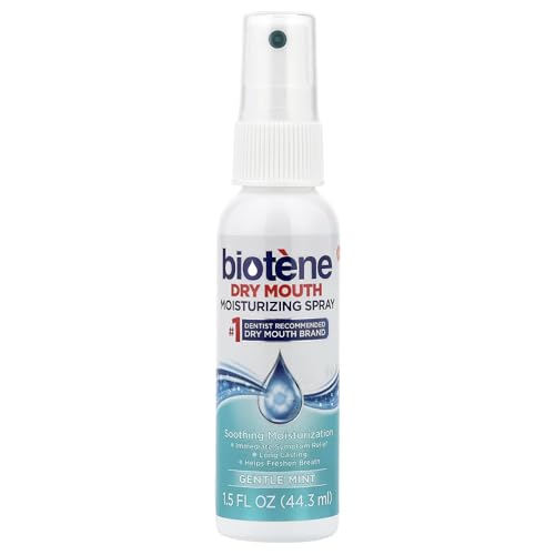 biotene Moisturizing Mouth Spray Gentle Mint, 1.5 FL OZ (Pack of 4 1.5 Fl Oz (Pack of 4)