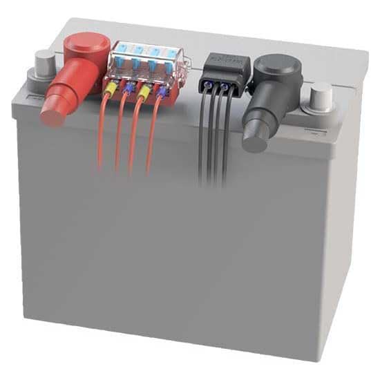 Blue Sea Systems 5024 ST Blade Fuse Block Battery Terminal Mount 4 Way Circuit Kit, 100 Amps 4 Circuit + Neg - Terminal Mount With cover - BeesActive Australia