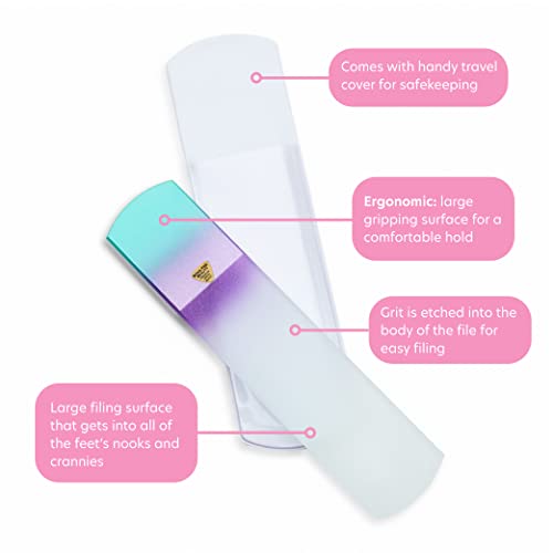 BONA FIDE BEAUTY Czech Ergonomic Glass Nail Files for Natural Nails Set and Glass Foot File Bundle