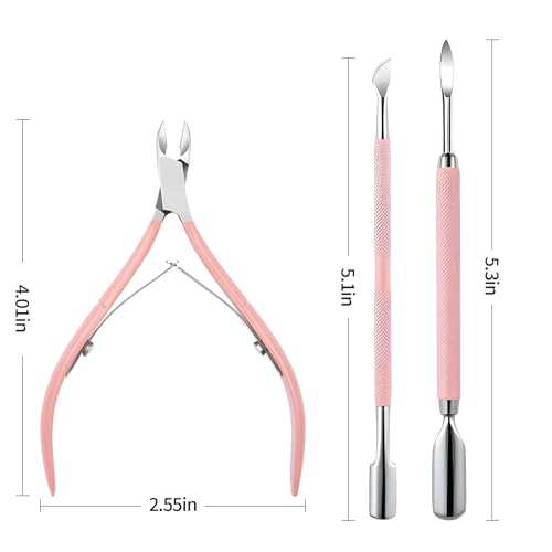 Cuticle Trimmer Cuticle Nippers,Professional Cuticle Remover Tool Kit，Stainless Steel Manicure Tools for Nail Care and Dead Skin Removal(Pink) Pink