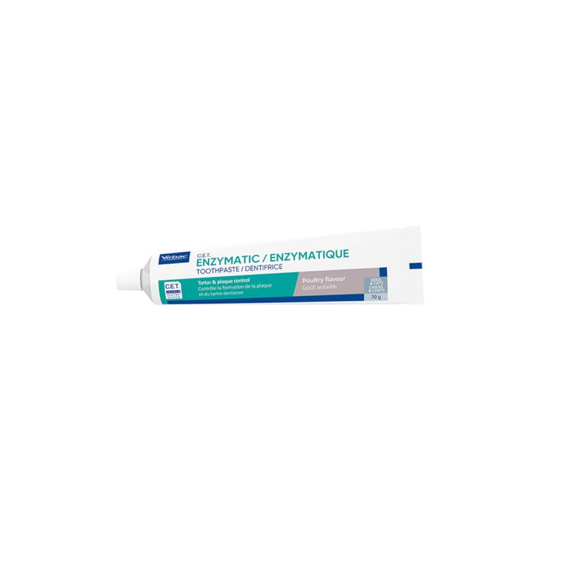 Virbac C.E.T. Enzyme Toothpaste for Animals | Pack of 3 | 3 x 70 g | Poultry Flavoured Toothpaste for Dogs and Cats | For Use With Animal Toothbrush