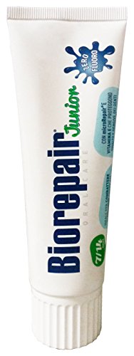 Biorepair: Oral Care Junior 7-14 Years Toothpaste, Fluoride Free, with Mint Extract - 2.53 Fluid Ounces (75ml) Tubes (Pack of 4) [ Italian Import ]