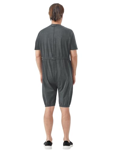 Adaptive Clothing for men Anti-Strip Back-Zip Jumpsuit for Elderly men Small Dark Gray