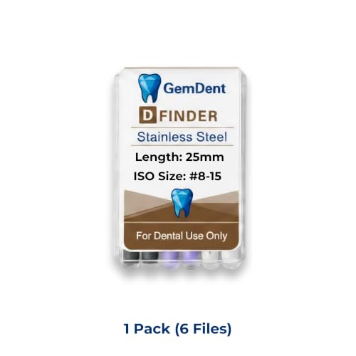 Stainless Steel D Finder, 25 mm, Size #08-15 Assorted, 1 Pack of 6 Files 25MM #08-15