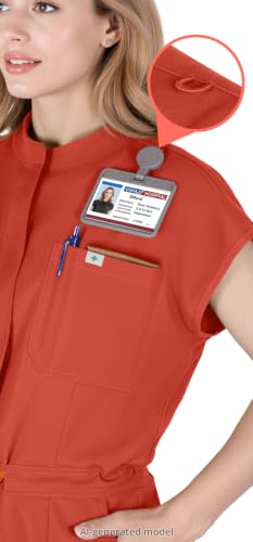 Scrub Jumpsuit for Women - Stand-Up Collar One Piece Scrubs XX-Large Terracotta