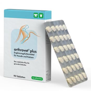 cp-pharma arthrovet Plus | Double pack | 2 x 90 tablets | Supplementary food for dogs and cats | For the physiological function of the joints and bone formation - BeesActive Australia