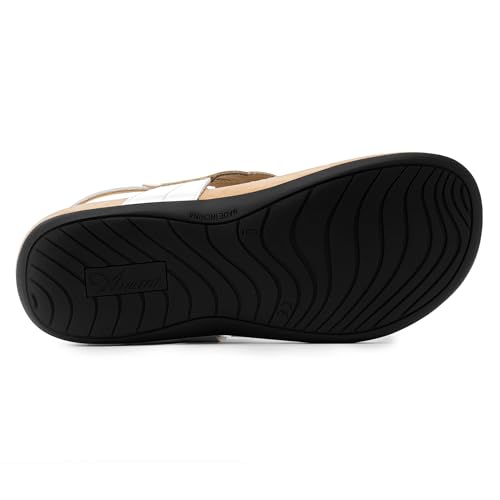 Athlefit Women's Orthopedic Flat Sandals with Arch Support 8 White