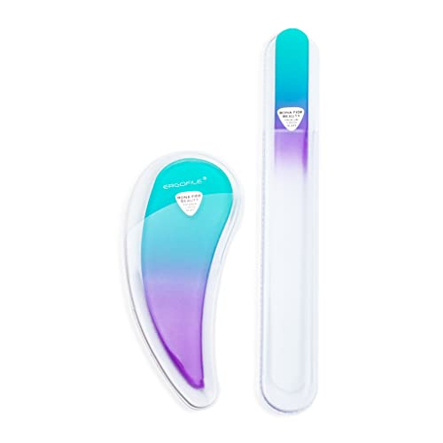BONA FIDE BEAUTY Czech Ergonomic Glass Nail Files for Natural Nails Set and Glass Foot File Bundle