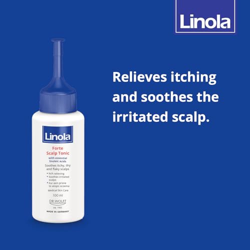 Linola Forte Scalp Tonic - Scalp Care for Itchy, Dry & Flaky Scalps - Soothes Mild Inflammation - with Essential Linoleic Acids - for Skin Prone to Atopic Eczema - Made in Germany - 100 ml (3.4 Fl Oz)