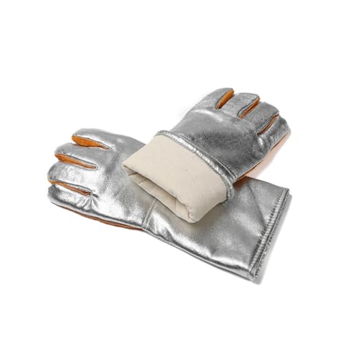 Aluminized Leather Heat Resistant Gloves – Heavy Duty Pottery Kiln Gloves for Ceramic Firing, High Temperature Handling, and Studio Safety