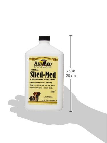 AniMed Shed-Med Premium Dog Supplement - Natural Ingredients for Reduced Shedding and Improved Skin and Coat Health, Skin and Coat Supplement for Dogs 32 oz - PawsPlanet Australia