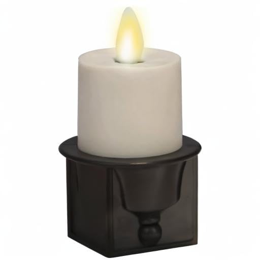 Luminara Flameless Candle Nightlight w/Dusk to Dawn Light Dark Auto Sensor, Black Wall Plug Indoor Night LED Light w/Real-Flame Effect Technology, Bathroom Bedroom Hallway, No Remote Needed