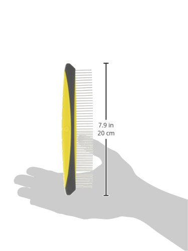 JW Pet Company 8-Inch Gripsoft Rotating Comfort Comb, Fine and Coarse,Gray/Yellow 1 Pack - BeesActive Australia