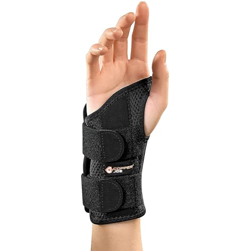Copper Joe Orthopedic Copper Infused Wrist Brace & Splint – Adjustable Compression Wrist Support for Arthritis, Carpal Tunnel, Tendinitis, Tennis Elbow, RSI & Ganglion Cyst Pain Relief for Men & Women (Black, L/XL, Right Hand) Black