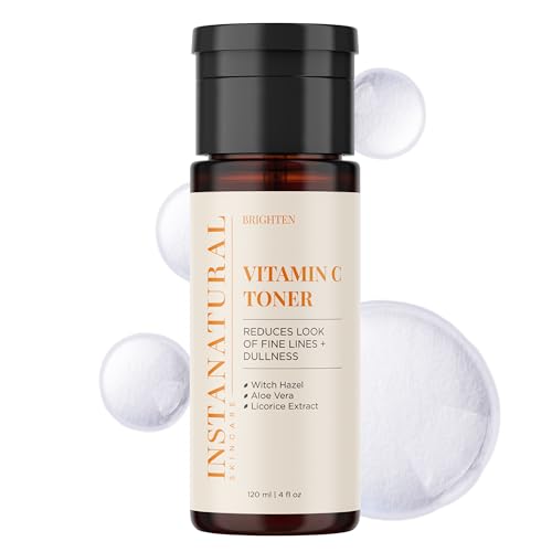 InstaNatural Vitamin C Face Toner, Brightens, Balances pH and Reduces Signs of Aging, Fine Lines and Wrinkles, with Witch Hazel, Lavender and Geranium Oils, 4 Fl Oz 4 Fl Oz (Pack of 1) Vitamin C Toner