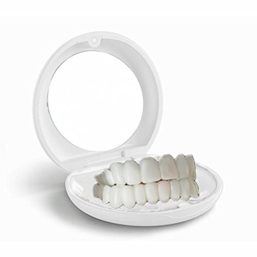 Silicone Gel Snap on Perfect Smile Upper Lower Teeth Tooth Braces White Products with Storage Box, with Mirror (White Box) White box