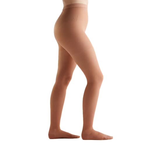 EvoNation Women's Sheer Compression Pantyhose 20-30 mmHg Firm Support Hose Tan Beige Nude Large