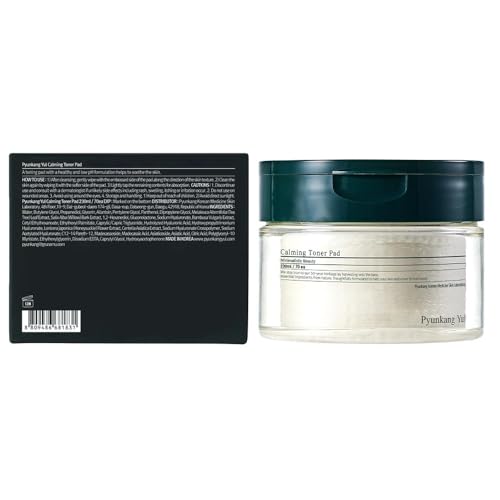 Pyunkang Yul PKY Calming Toner Pad with Tea Tree, 5 Hyaluronic Acids, Removes Dead Skin Cells, Moisturizes, Korean Face Skin Care, Acne Prone & Sensitive Skin, Double-Sided Pad 7.7 fl.oz 70ea 7.7 Fl Oz (70 Count) (Pack of 1) Calming Line