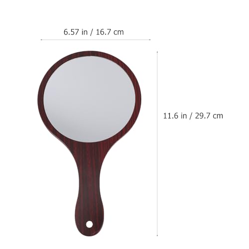 balacoo Wooden Handle Makeup Mirror Handheld Round Cosmetic Mirror Lightweight High Definition Reflection for Travel and Home Use