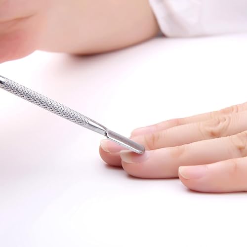 ProMax Care Double Ended Cuticle Pusher and Nail Cleaner Professional Grade Surgical Stainless Steel Dual Action Manicure and Pedicure Tool for Fingernails and Toenails Silver