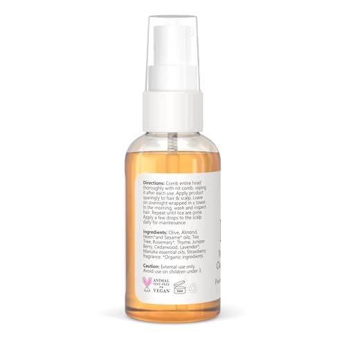 Isabella's Clearly LICE Essential Oil Blend for Hair and Scalp | Natural Care for a Clear and Happy Head with Rosemary, Tea Tree, Cedarwood | No Toxins or Chemicals | Metal Nit Comb Included 2 Ounce