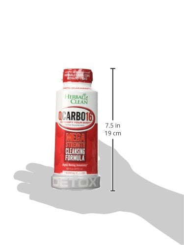 Herbal Clean Qcarbo16 Same-Day Detox Cleanse Drink (16 fl oz) - Tropical Flavor Full Body Cleanse* Detox Drink for Moderate Toxin Level*, Vitamin B2 and Vitamin B12 for Men & Women 16 Fl Oz (Pack of 1)