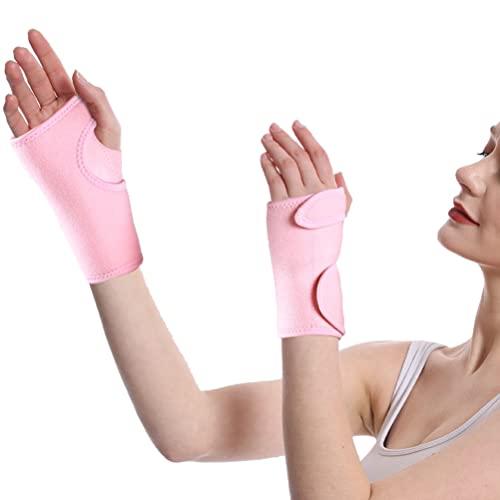 2 Pcs Wrist Brace with Steel Plate for Carpal Tunnel Adjustable Breathable Night Sleep Wrist Support Brace Wrist Splint () pink