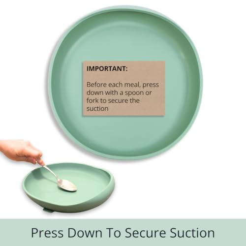 Modaliv Silicone Scooper Plate with Suction Base for Adults, Sage Green