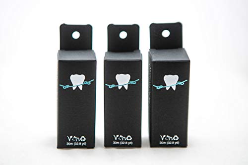 Biodegradable Bamboo Charcoal No Knot Floss with Grapefruit Seed Extract - Eco-friendly, Vegan - In Refillable Glass Jar, Plastic-Free Packaging - 3 Pack