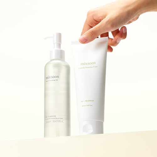 mixsoon Double Cleansing Set 2-Step Routine, Cica Foam & Bean Cleansing Oil Face Wash Set Gentle Deep Clean and Hydrating Care 150ml / 5.07 fl.oz., 195ml / 6.59 fl.oz. Korean Glass Skin Care 11.6 Fl Oz (Pack of 1)