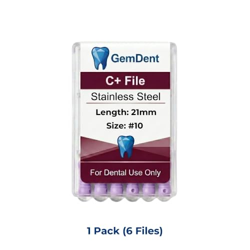 21 mm Size #10 C+ Hand Files Root Canal, 1 Pack of 6 Files #10 (21mm)