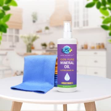 4oz US+ 100% Pure Mineral Oil Spray - Food-Grade - Cutting Board Oil - Restores & Protects Cutting Boards, Butcher Blocks, Countertops, Steel Surfaces & More (4oz Spray) - BeesActive Australia