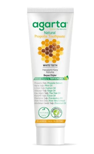 Agarta Fluoride-Free Propolis Toothpaste – Natural Botanical Oral Care with Propolis Extract, Vegan Clean Formula – 3.38 fl oz