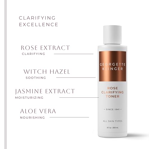 Rose Clarifying Toner - Deep Cleansing Facial Toner, pH Balancing, Moisturizing Formula with Witch Hazel and Aloe for Deep Pore Cleansing, Hydration, and Skin Repair - 6.7 oz by Georgette Klinger 6.7 Fl Oz (Pack of 1)