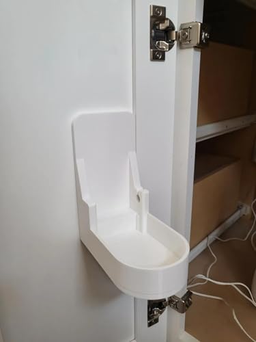 Wall Mount Holder for Waterpik Cordless Water Flosser, White Cabinet Door Storage Organizer with Charging Support