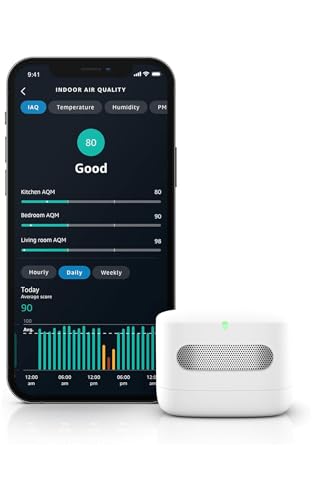 Amazon Smart Air Quality Monitor, Detects temperature, humidity, carbon monoxide, PM2.5 and VOCs, Get notifications when air quality drops, Works with Alexa 1-pack Smart Air Quality Monitor only