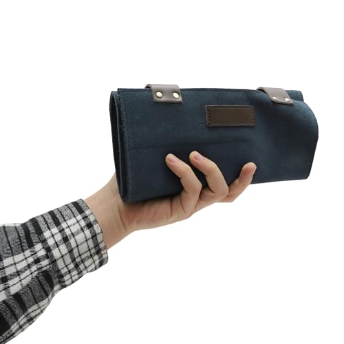 VOCOSTE Barber Scissors Bag Roll Up, Durable & Foldable Salons Tool Pouch with Multi-Pockets, Hair Scissor Shears Cases for Hair Stylists, Blue