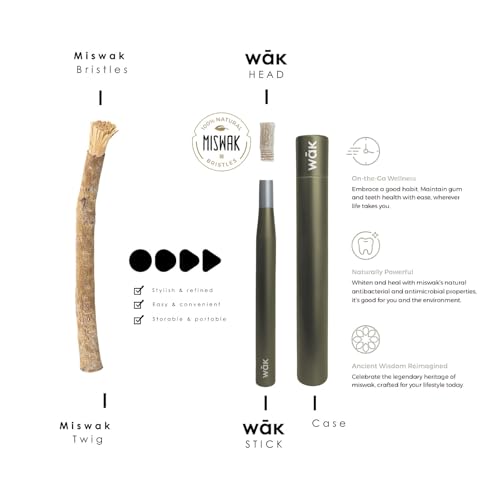 Stick, Natural Oral Wellness, Pure Miswak, Freshens Breath, Whitens Teeth, Enhances Focus, Promotes Good Habits, Brings Calm, Eco-Friendly, Stylish, Portable (Forest Green, Regular)