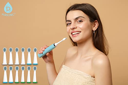 Pursonic Whitening USB Rechargeable Sonic Toothbrush-12 Brush Heads!- 38,000 Brush Strokes Per Minute-3 Brushing Modes with 2 Minute Auto Timer (Green) Green