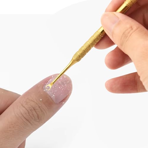 2 Pieces Gold Double-Ended Stainless Steel Cuticle Pusher Cuticle Remover With 150 Grit Sandpaper Sheets Nail Prep Tools Russian Manicure Kit Nail Cuticle Pusher for Women