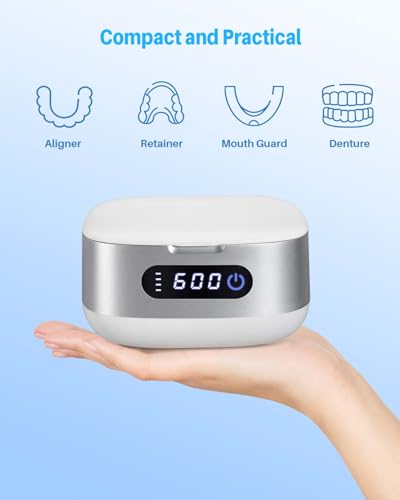 Voraiya Cordless Ultrasonic Retainer Cleaner Machine for Travel Sliver White