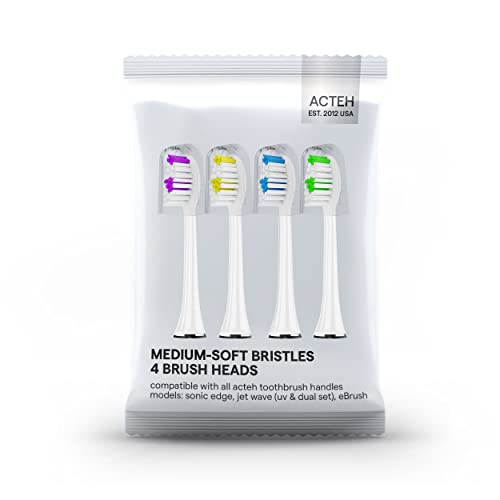 ACTEH Genuine JetWave & Sonic Edge Toothbrush Replacement Heads | Premium Original | Fits Acteh Sonic Edge & JetWave Toothbrushes White (Blue, Green, Purple, Yellow)
