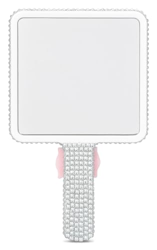 iscream Charming Sweets Handheld Square Rhinestone and Charm Encrusted 8" Mirror Sweets Hand Mirror