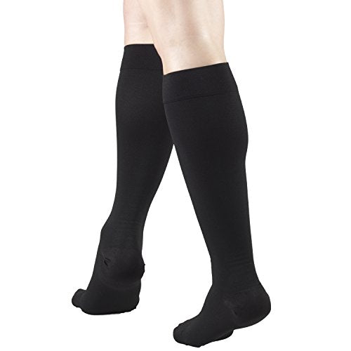 Truform 20-30 mmHg Compression Stockings for Men and Women, Knee High Length, Closed Toe Black X-Large (1 Pair) Microfiber Knit