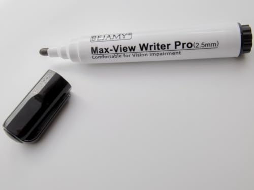 (Bullet Tip-2.5mm, PACK of 15, Black Water-Based ink) Max-View Writer Pro Bold Writing Pen, Low Vision Assistive Writing Tool for Visual Impairment,Odorless,Non-Toxic,No Oil,Alcohol Free 15 Units/Pack