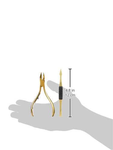 Revlon Gold Series Ingrown Away Set, includes Toenail Nipper and Dual Ended Toenail Tool, Titanium Coated for Maximum Durability
