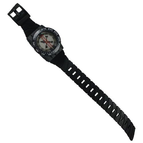 Scuba Choice Diving Compass (Wrist/Bungee Mount) – Easy-to-Read Underwater Navigation Tool for Scuba Diving, Durable Design with Rotating Bezel, Reliable Directional Aid for Deep Dive Adventures Black Aluminum Frame - Wrist Compass