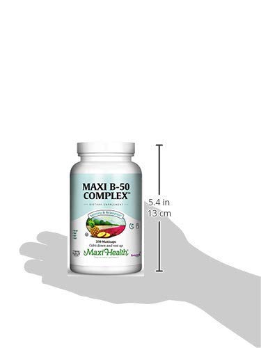 Maxi Health Stress Relief Vitamin B Complex for Women and Men, Vitamin B6, B12, Biotin, Inositol, Folate, Vegan, Gluten & Soy & Milk Free, Kosher, Unflavored, 250 Count | Kosher | B12, Biotin & Folate | B Complex for Energy, Calm & Mental Clarity | Veg...
