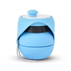 Foldable Dog Round Water Bottle for Walk, Travel, Food Grade Silicone Spherical Water Bottle for Dogs, Portable Dog Spherical Water Bottle, Travel Essentials for Dogs on The Go Blue 18Ounces - BeesActive Australia