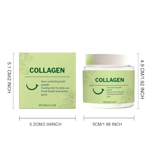 Collagen Toothpaste Powder for Gum Protection & Teeth Strengthening – Mineral-Infused Formula with Hydroxyapatite for Daily Gumline Support & Oral Care – Morning & Night Routine - 120g(2) 2